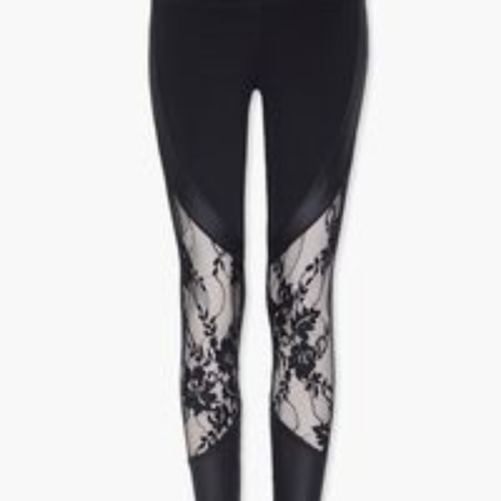 Forever 21, Active Lace-Panel Leggings, M, Black
